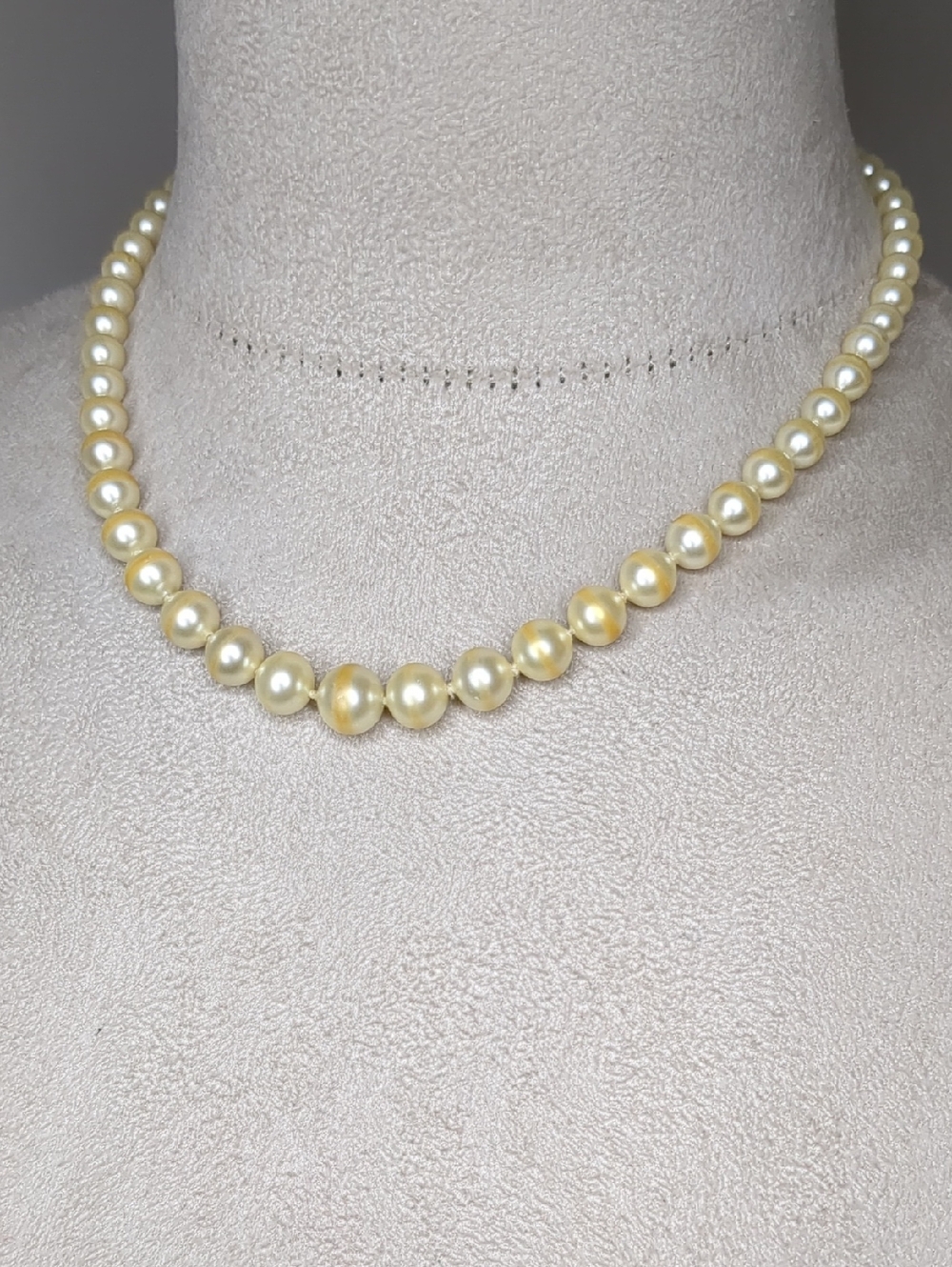 Vintage 60s Faux Pearl Necklace Glass Beaded Wedding Formal Elegant Bridal 17"